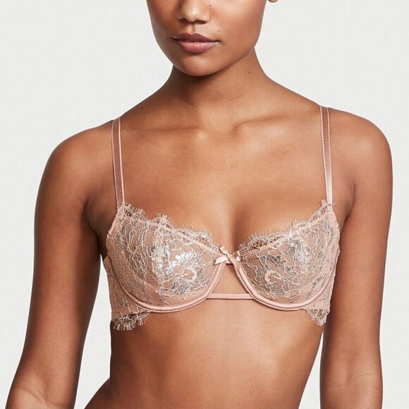 New! Victoria’s Secret Dream Angels Evening Nude Lace Balcony Bra 4867 - Picture 2 of 8